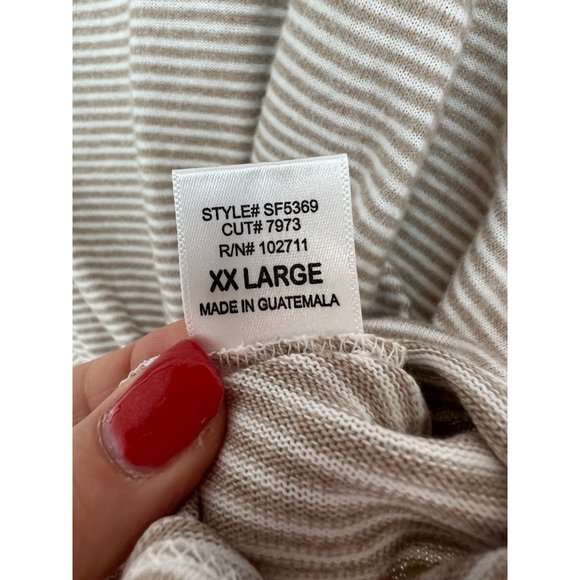 NWT Gibson Look Oatmeal/Ivory Striped Twisted Front Top Size XX - Picture 7 of 7